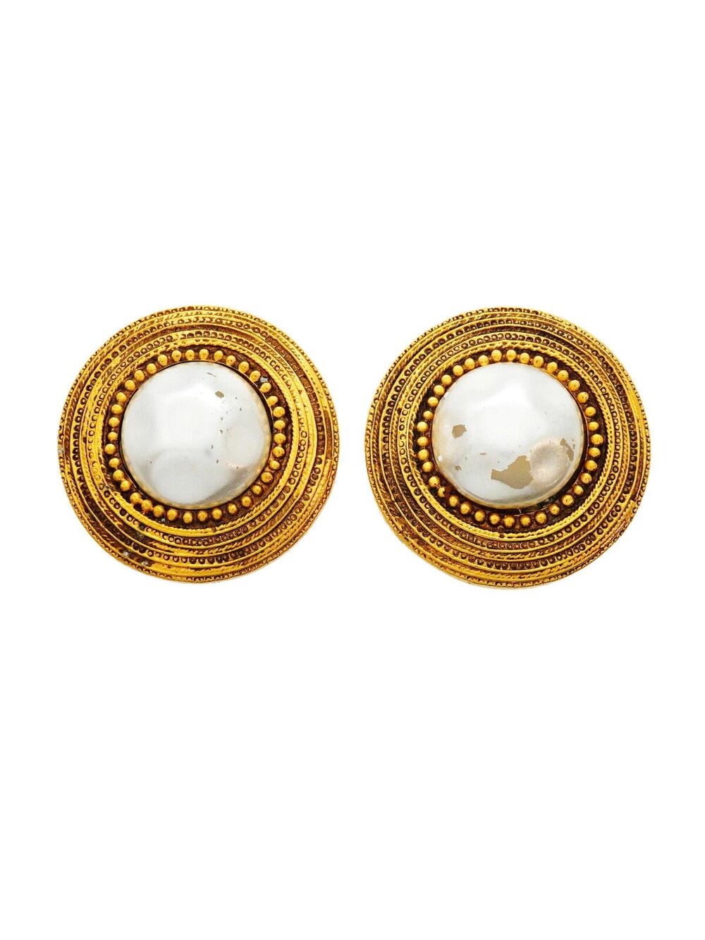 Chanel Earrings Pearl Gold-Tone Metal #343178C47B